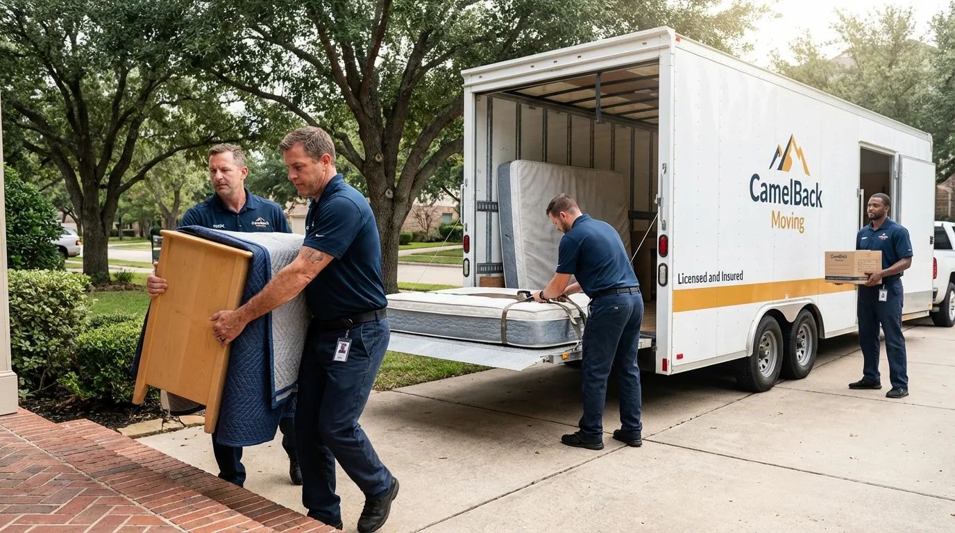 Crew loading residential truck for cross-state move from Haverhill, MA